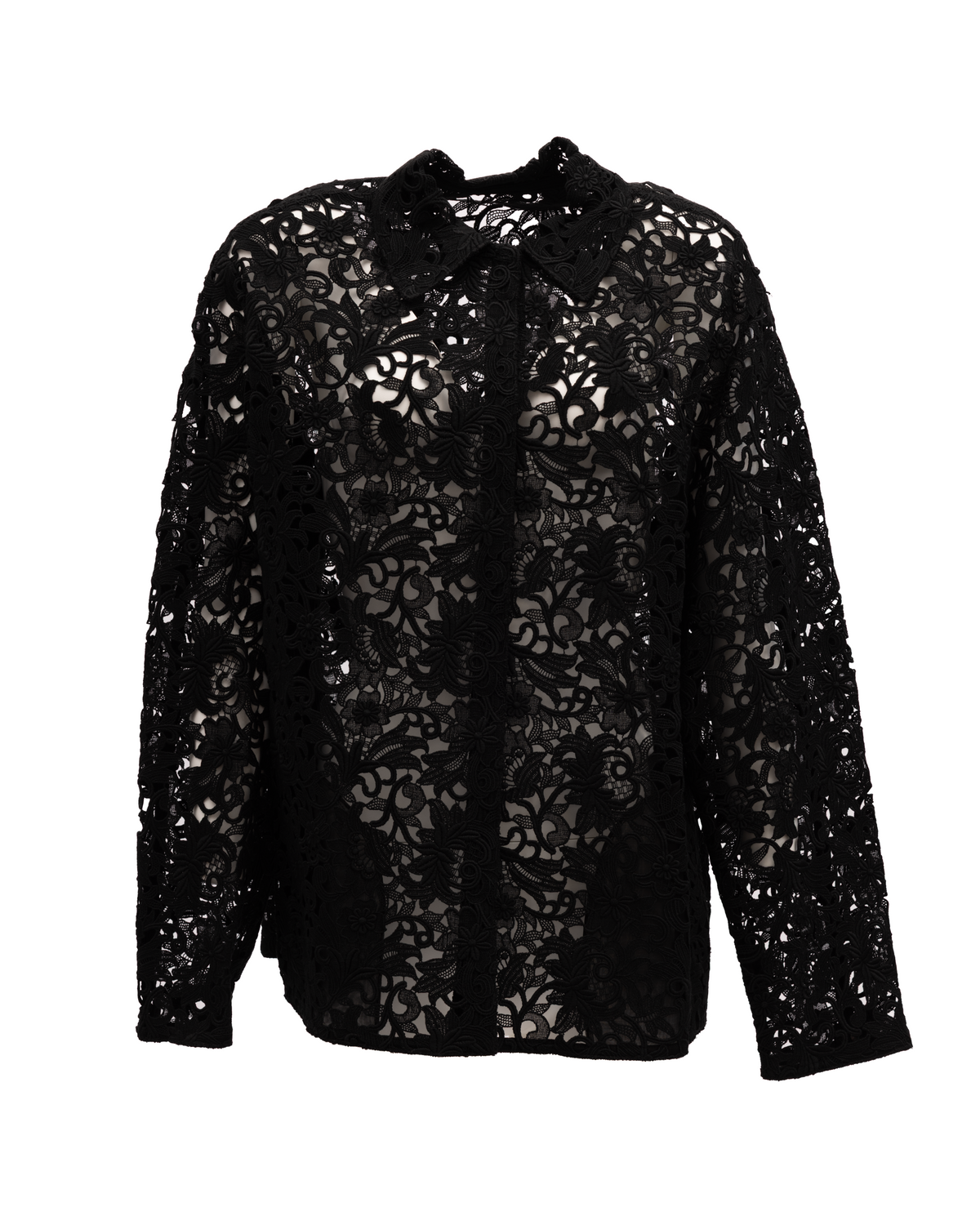 Valentino Garavani Schwarze Blumen-Spitzenbluse