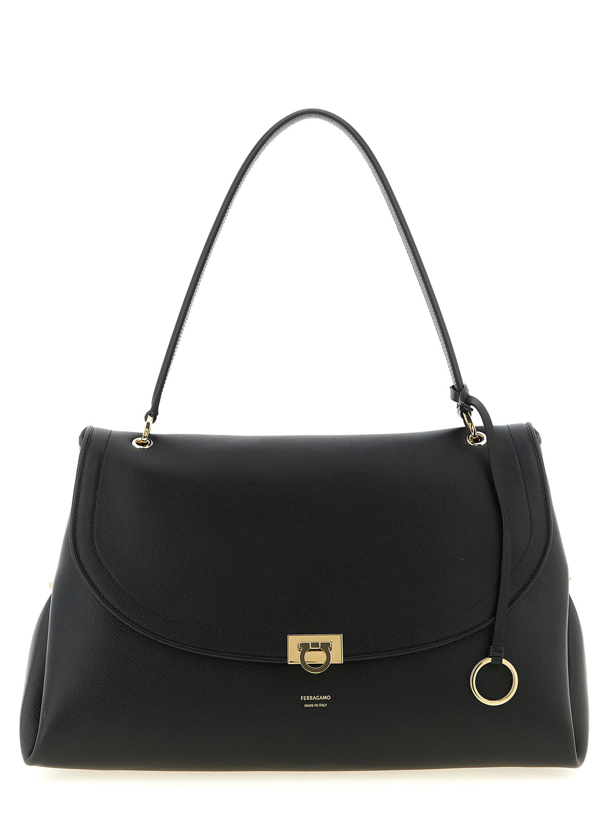 Ferragamo Schwarze Kalbsleder-Schultertasche