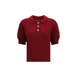 Alessandra Rich Bordeaux Wollhemd Oves Aries Kurzarm