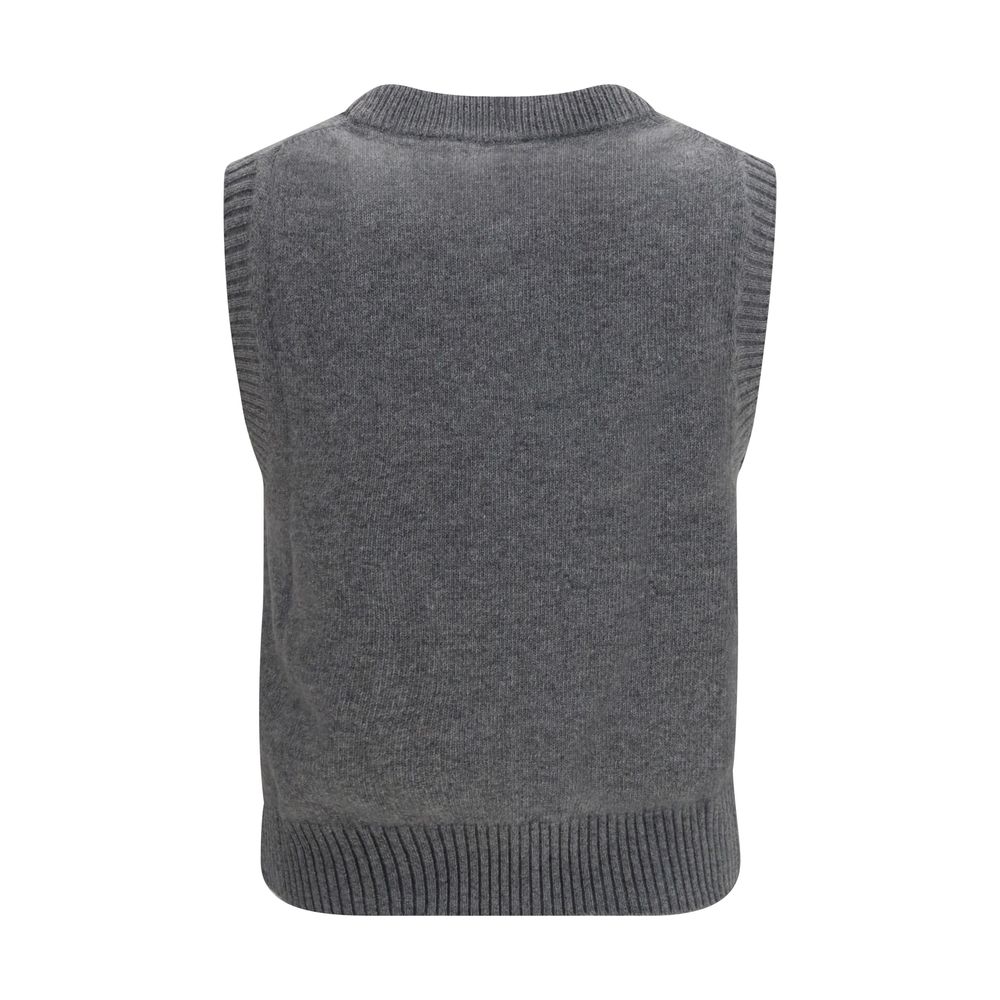Ganni Grauer Wollpullover Oves Aries Ärmellos