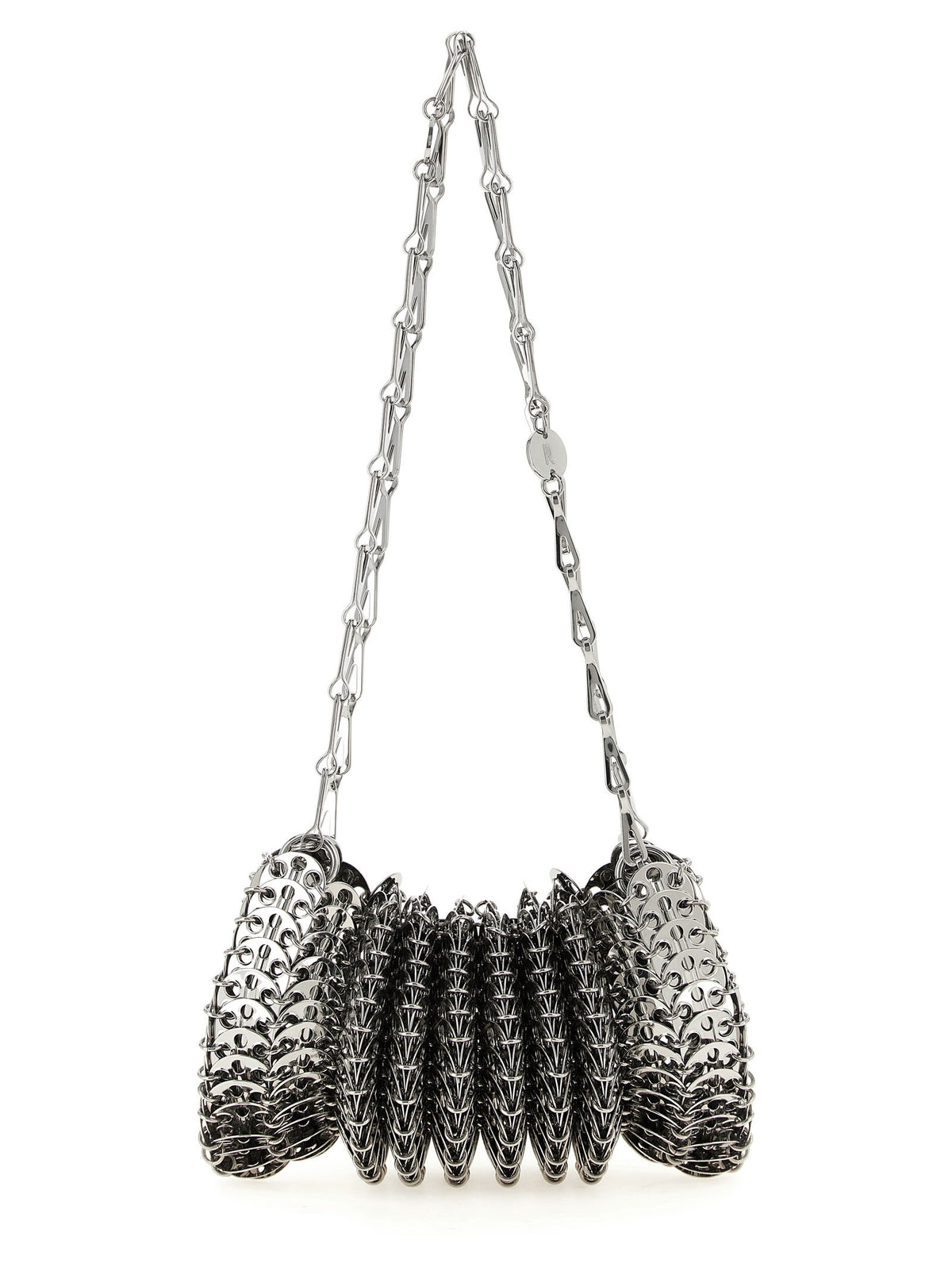 Paco Rabanne Schultertasche aus silbernem Edelstahl