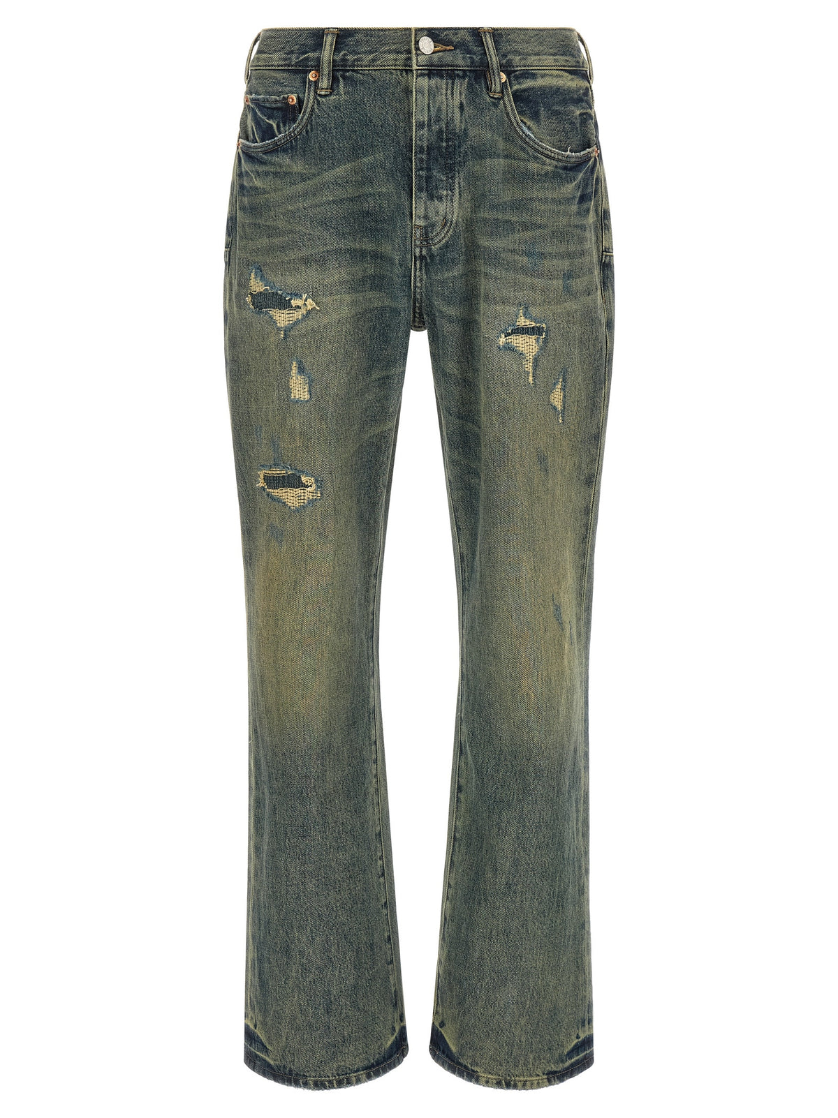 PURPLE Blaue Bootcut-Jeans aus Baumwolle