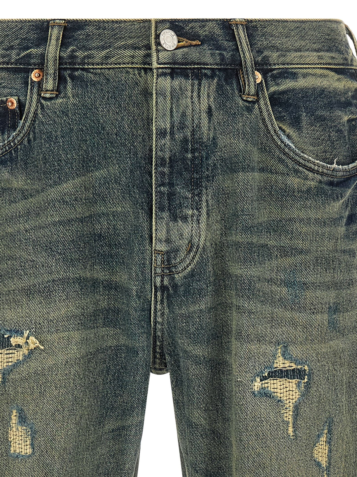 PURPLE Blaue Bootcut-Jeans aus Baumwolle