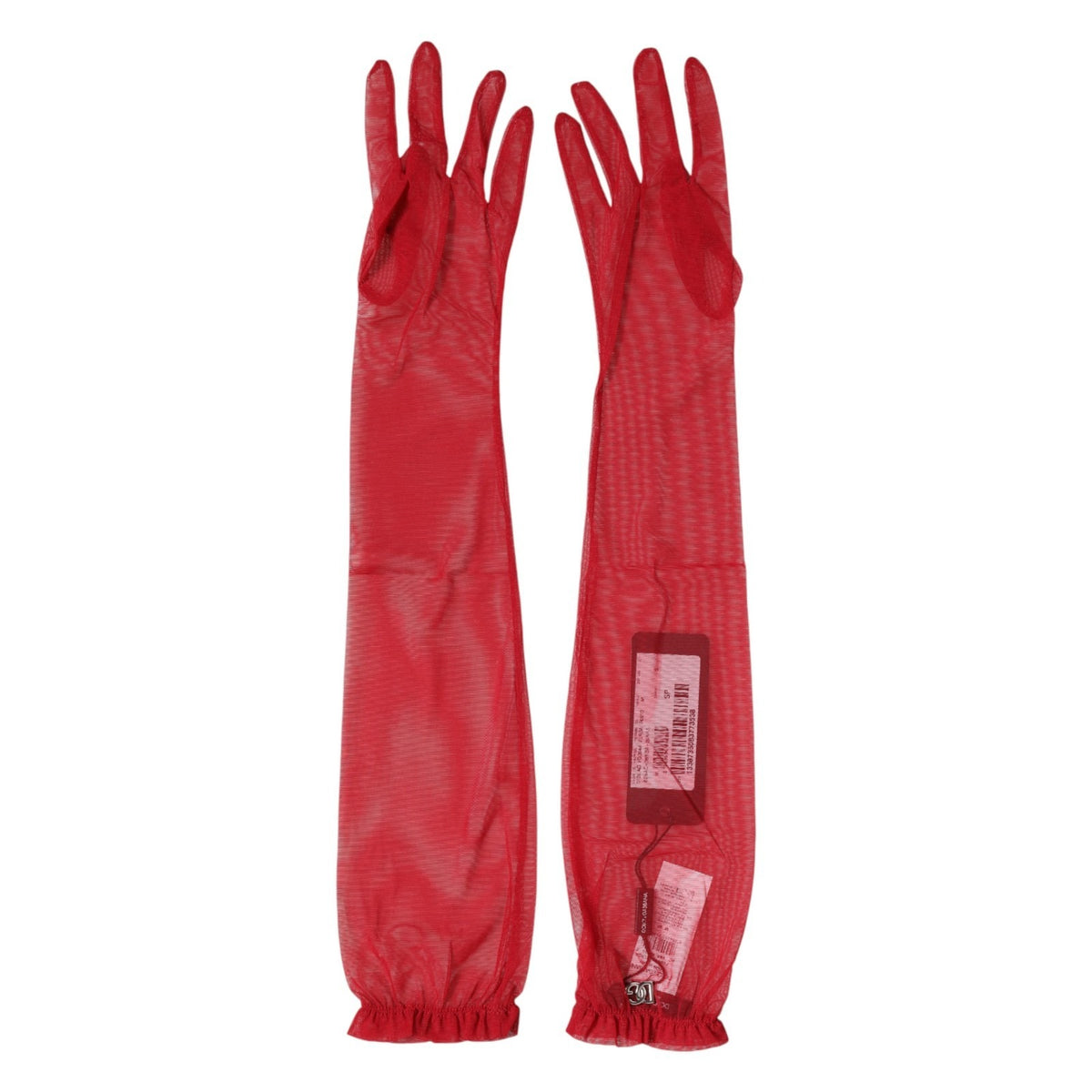Dolce & Gabbana Rote Handschuhe aus durchscheinendem Acetat in Ellbogenlänge