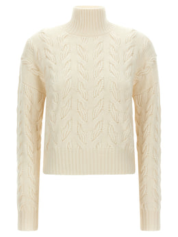 Max Mara Weiße Wollstrickjacke