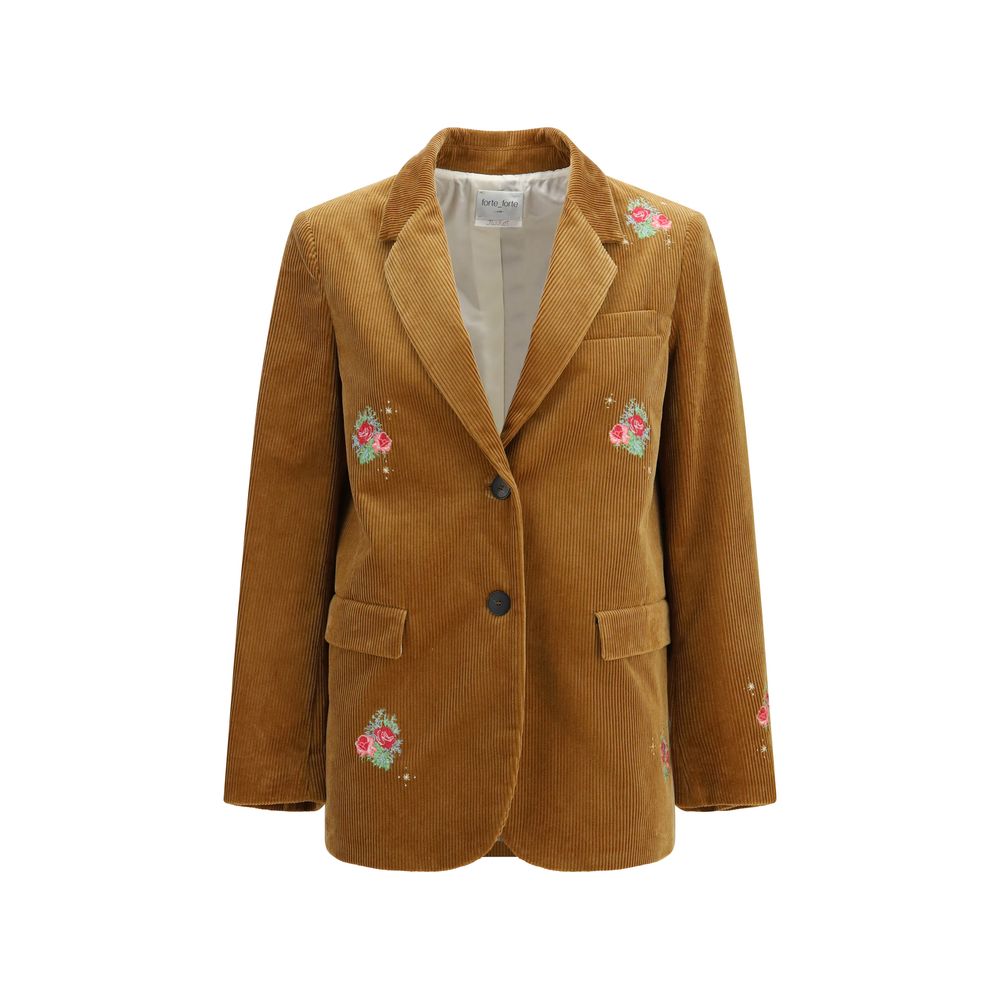 Forte_Forte Braune Baumwolljacke in voller Länge