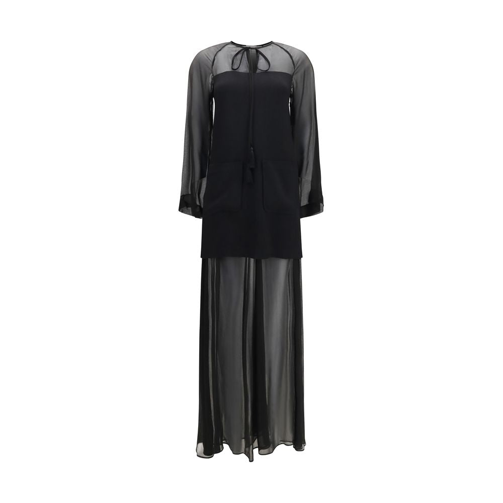 Forte_Forte Schwarzes Viskose-Freizeitkleid