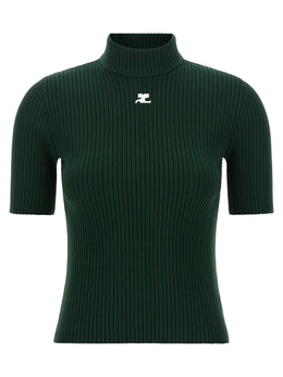 Courrèges Zweifarbiger Viskose-Rollkragenpullover