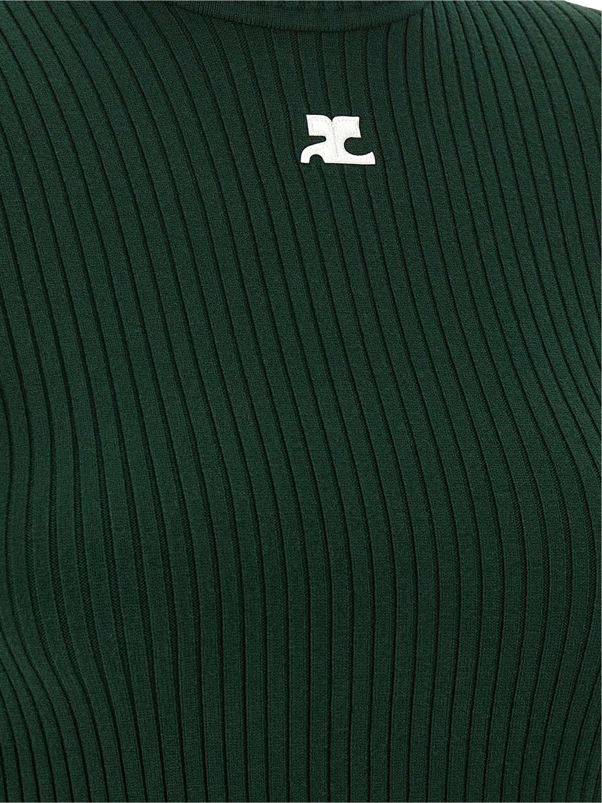 Courrèges Zweifarbiger Viskose-Rollkragenpullover