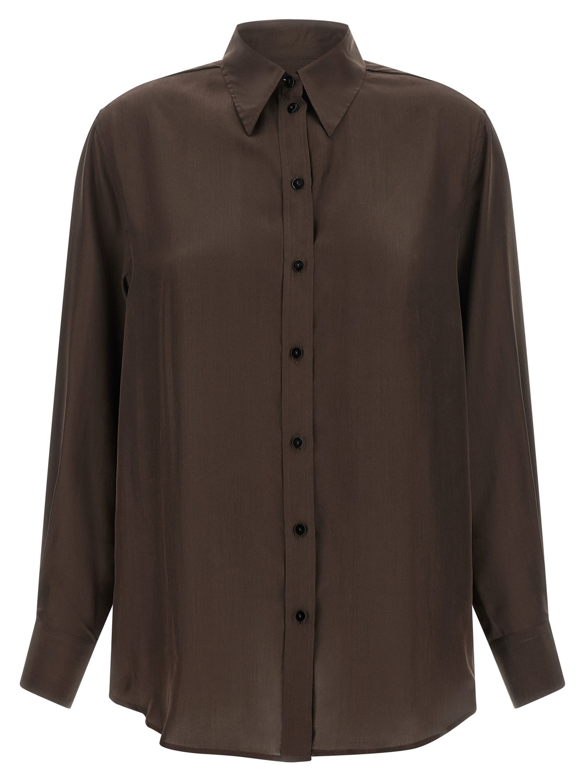 XACUS Braune Seidenbluse