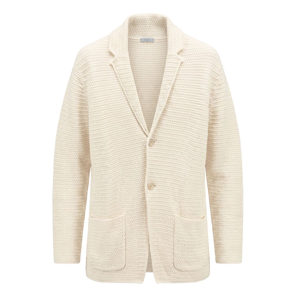 Malo Herren-Strickjacke aus weißer Baumwolle