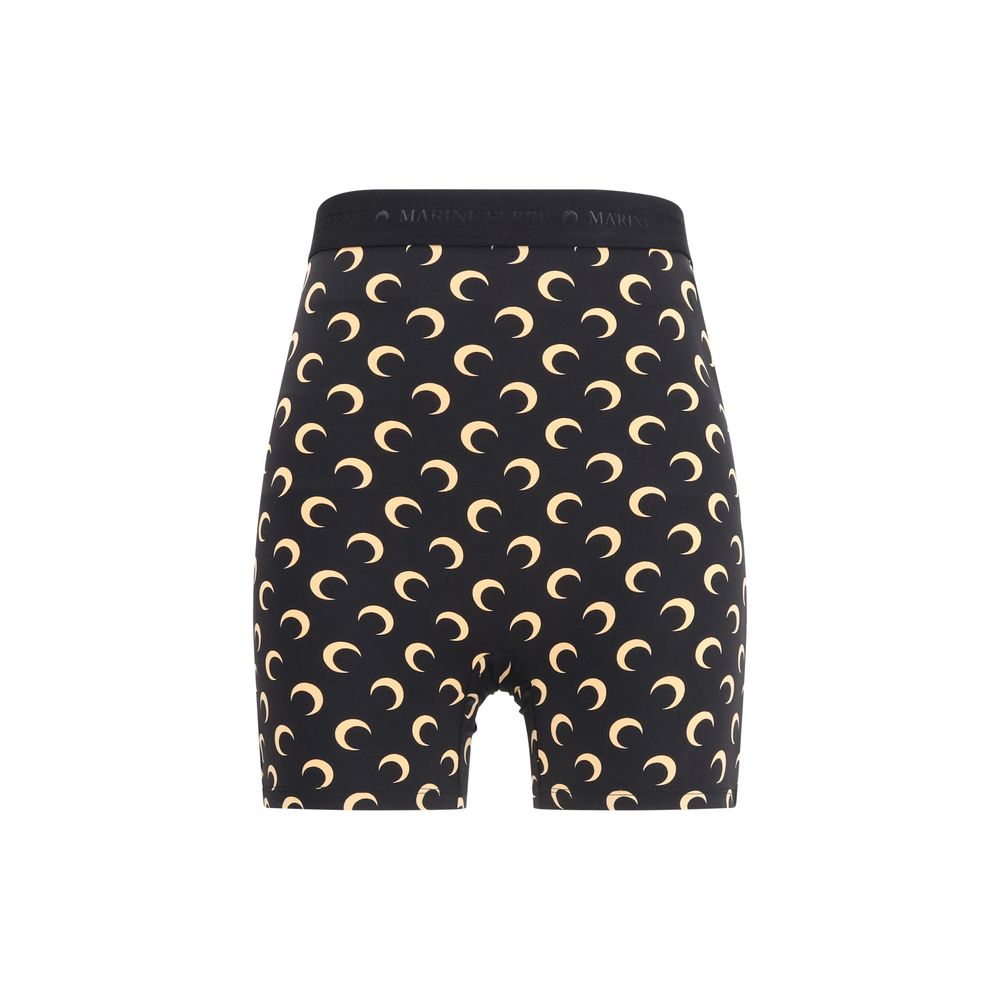 Marine Serre Schwarze Polyamid-Bermudashorts