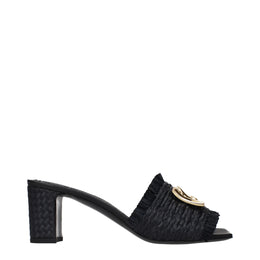 Dolce & Gabbana Schwarze Sandalen aus Raffia mit Plateau