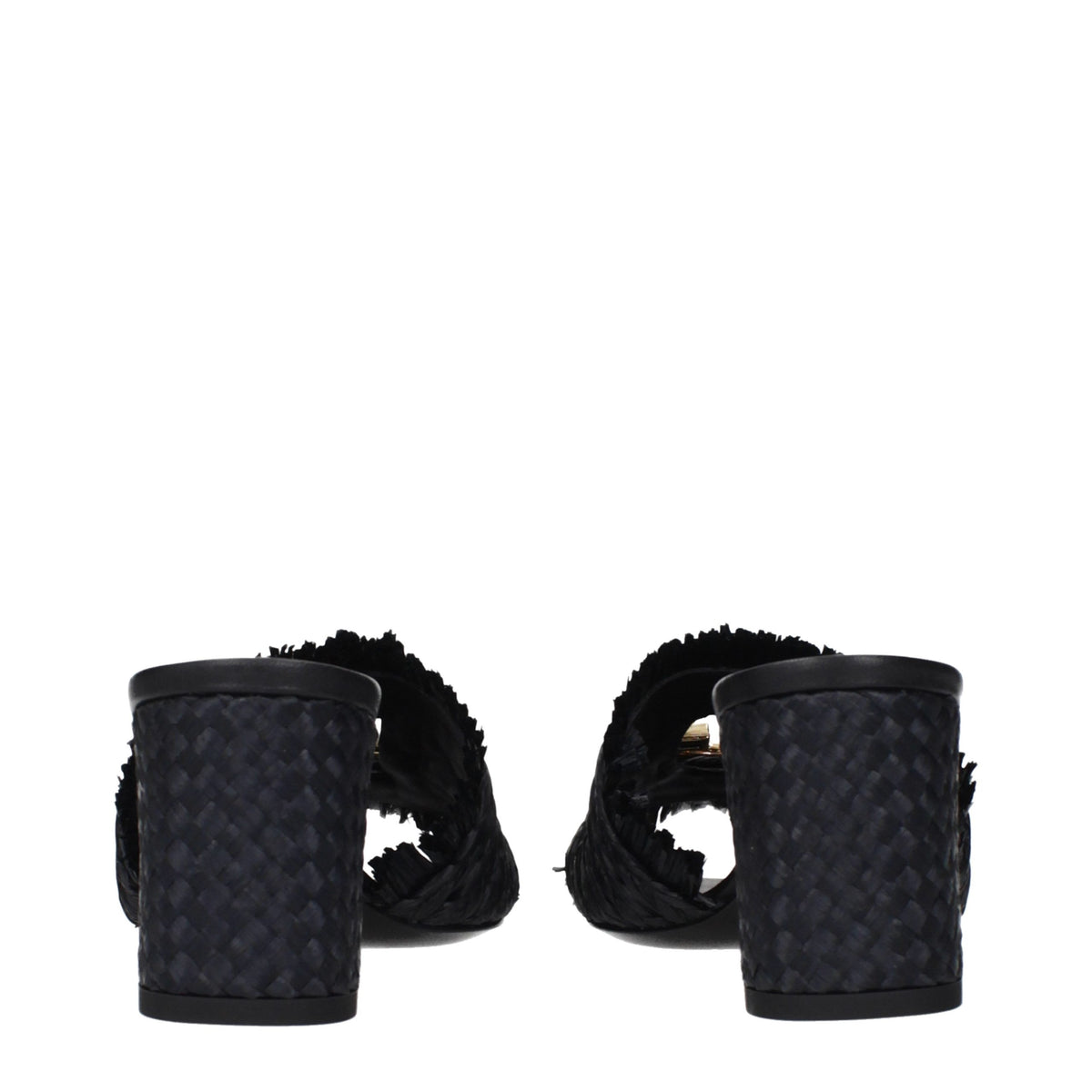 Dolce & Gabbana Schwarze Sandalen aus Raffia mit Plateau