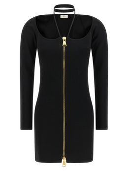 Elisabetta Franchi Schwarzes Viskose-Kurzkleid