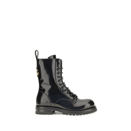 Dolce & Gabbana Schwarze Schnürstiefel aus Kalbsleder Bos Taurus