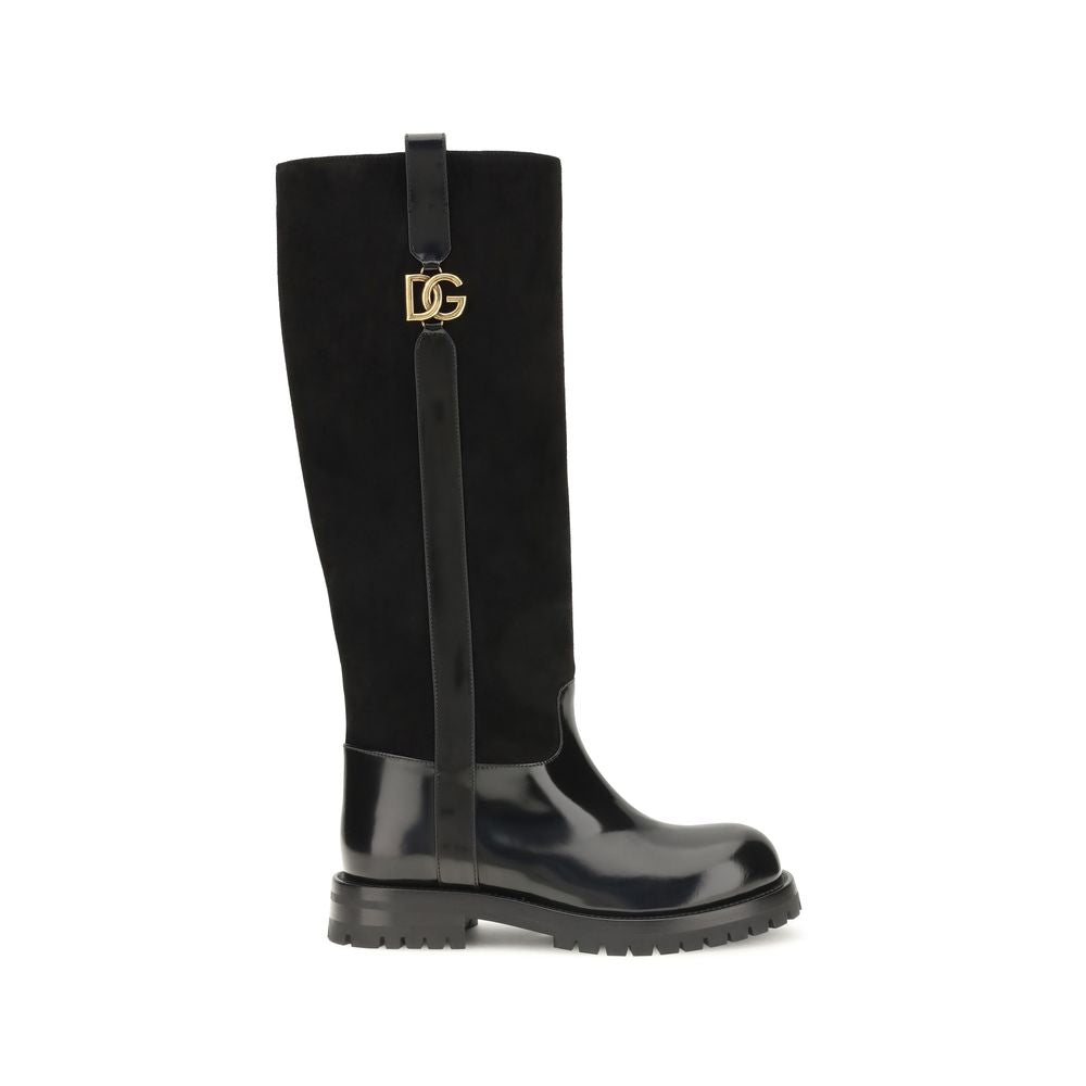 Dolce & Gabbana Schwarze Bos Taurus Kalbsleder Chelsea Boots