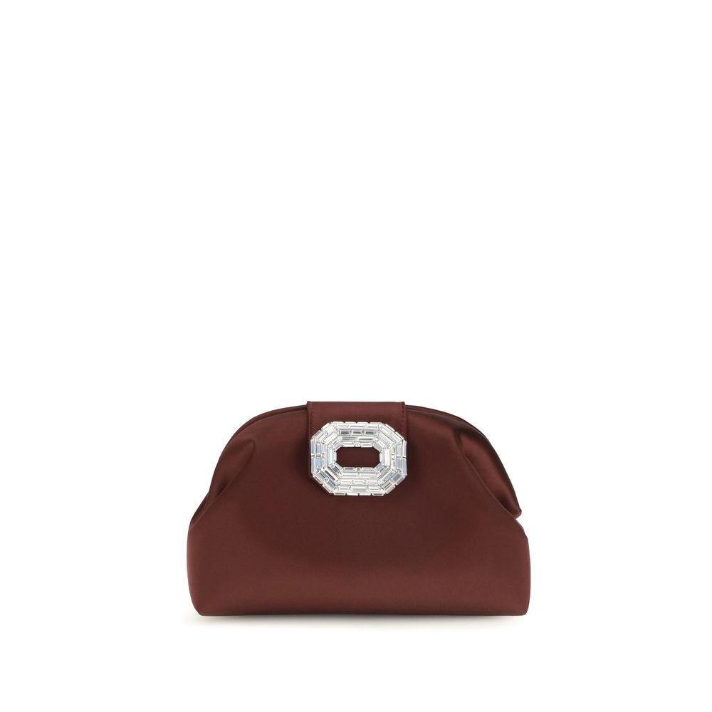 Amina Muaddi Schultertasche aus Bordeaux-Satin