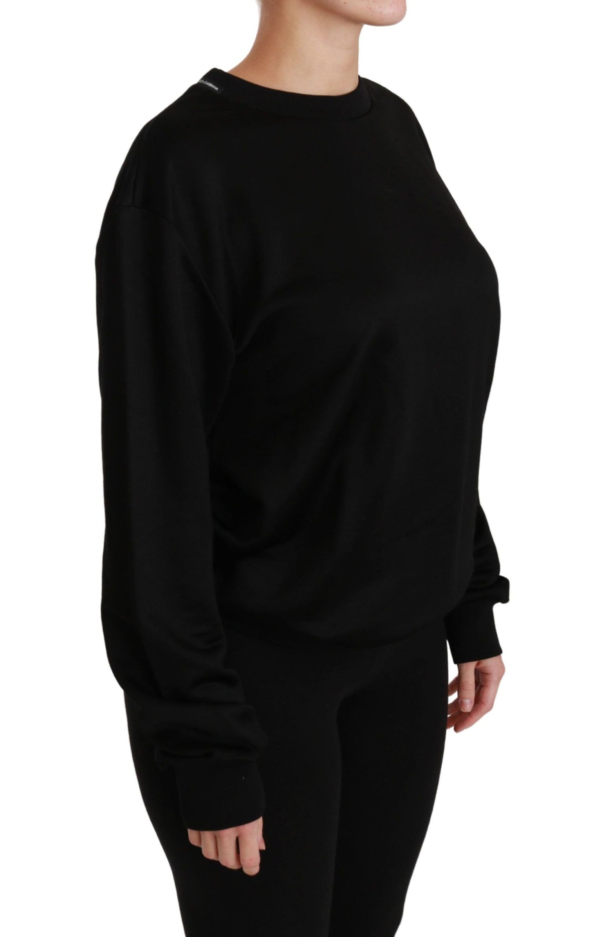 Dolce & Gabbana Schwarzer Pullover aus Baumwolle mit Rundhalsausschnitt