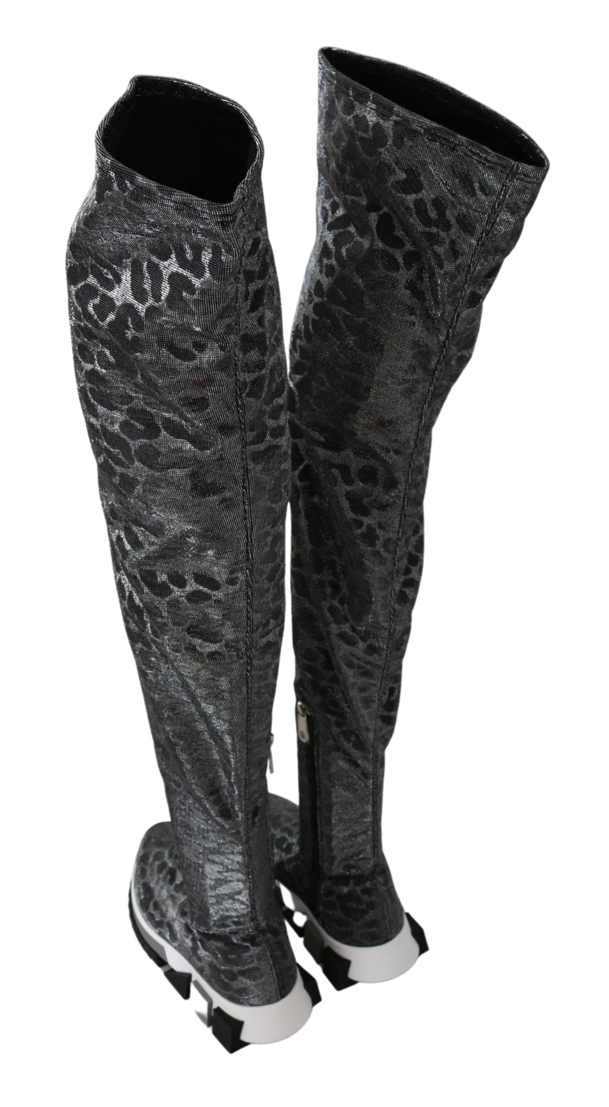Dolce & Gabbana Grau Leopard High Top Sneakers Booties Schuhe