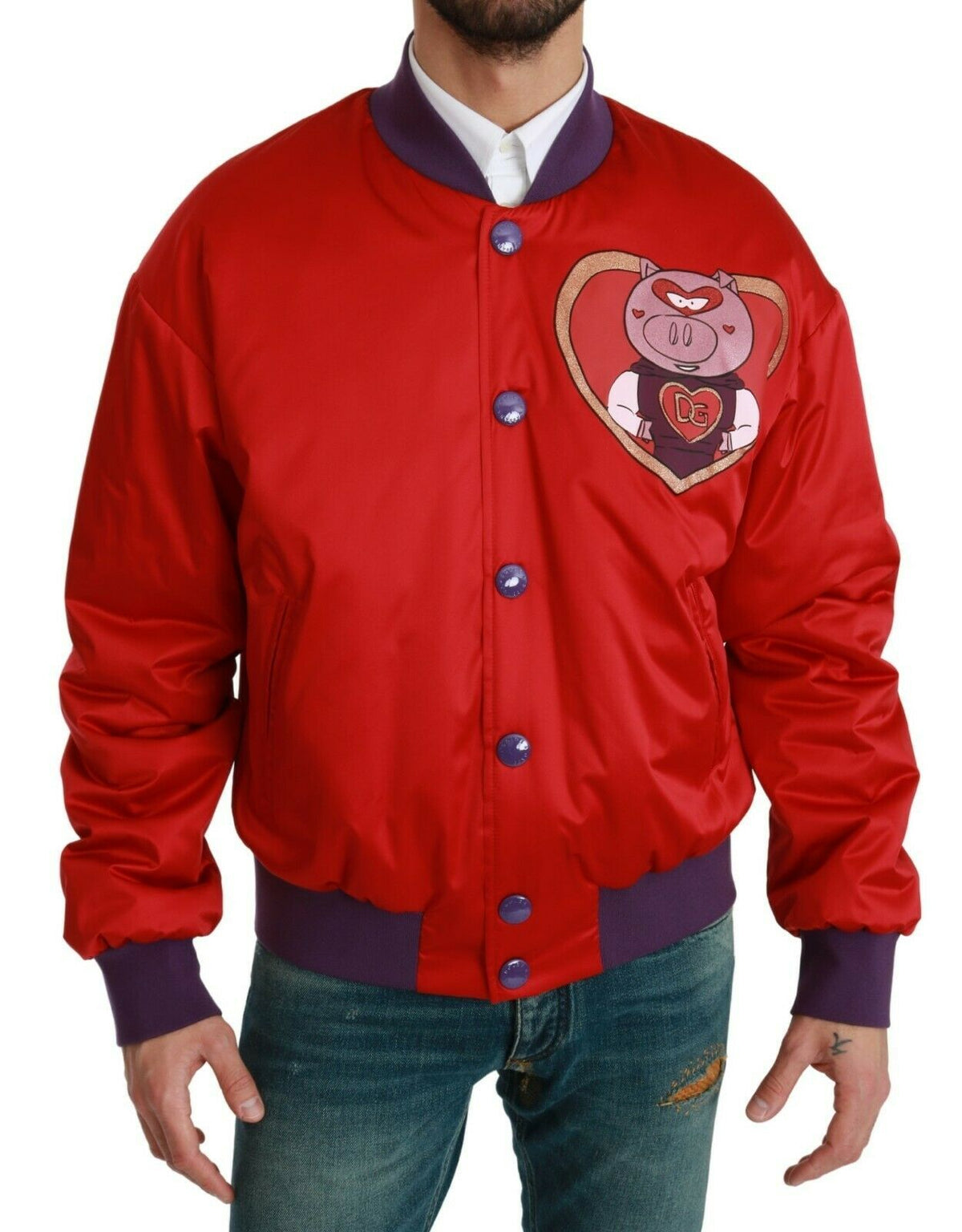 Dolce & Gabbana Rote YEAR OF THE PIG Bomberjacke