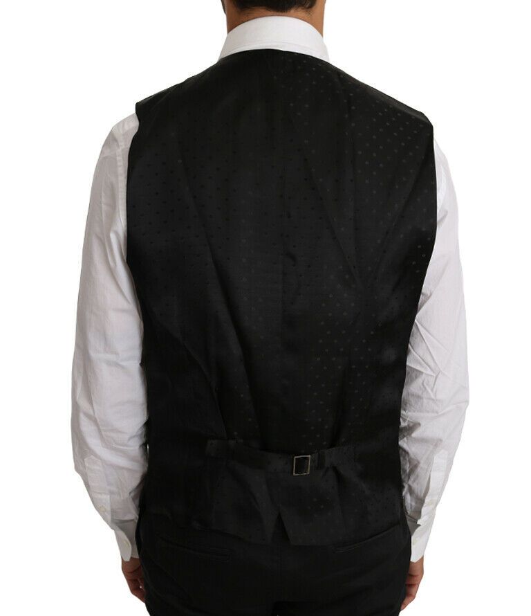 Dolce & Gabbana Schwarze Weste aus fester Wolle und Seide