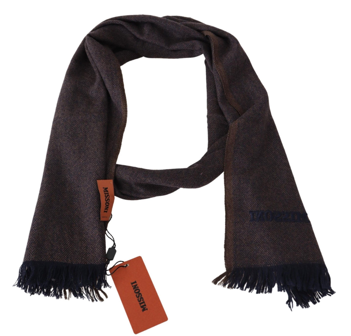Missoni Braun 100% Kaschmir Unisex Hals Wrap Fransen Schal
