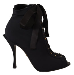 Dolce & Gabbana Schwarze kurze Stretch-Stiefel Schuhe