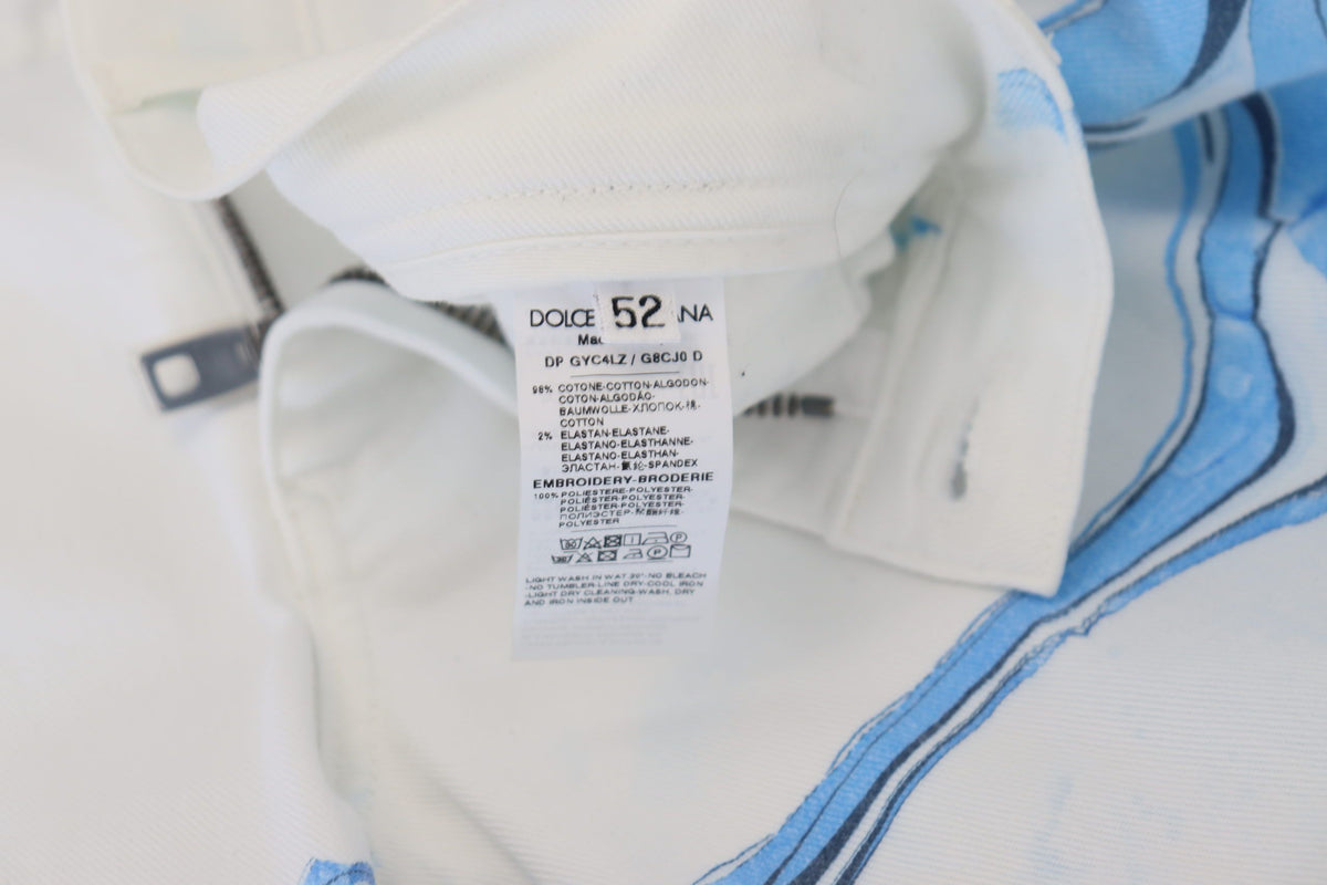 Dolce & Gabbana Weiß Blau Denim Baumwolle Jeans Stretch Skinny Fit Hose