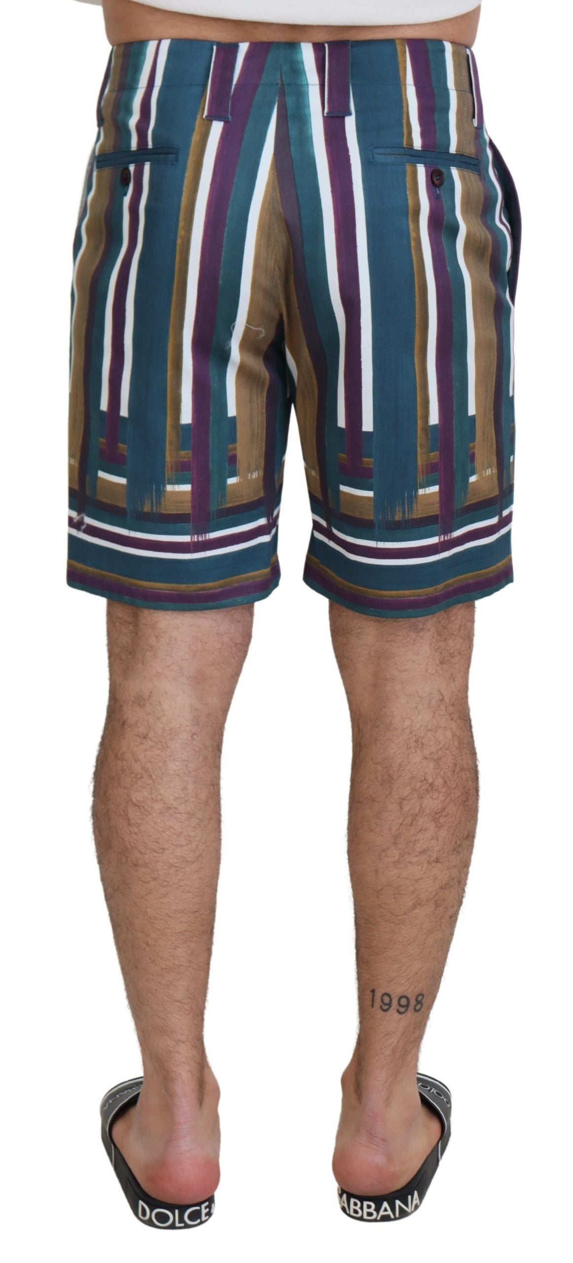 Dolce & Gabbana Mehrfarbig gestreifte Shorts aus Stretch-Baumwolle