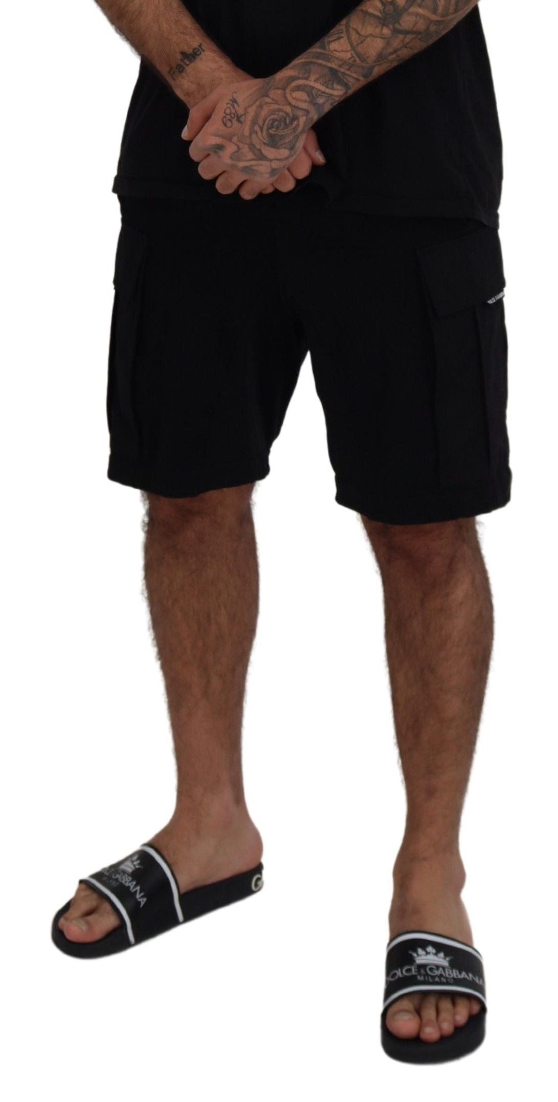 Dolce & Gabbana Schwarze Bermuda Cargo-Shorts aus Baumwolle