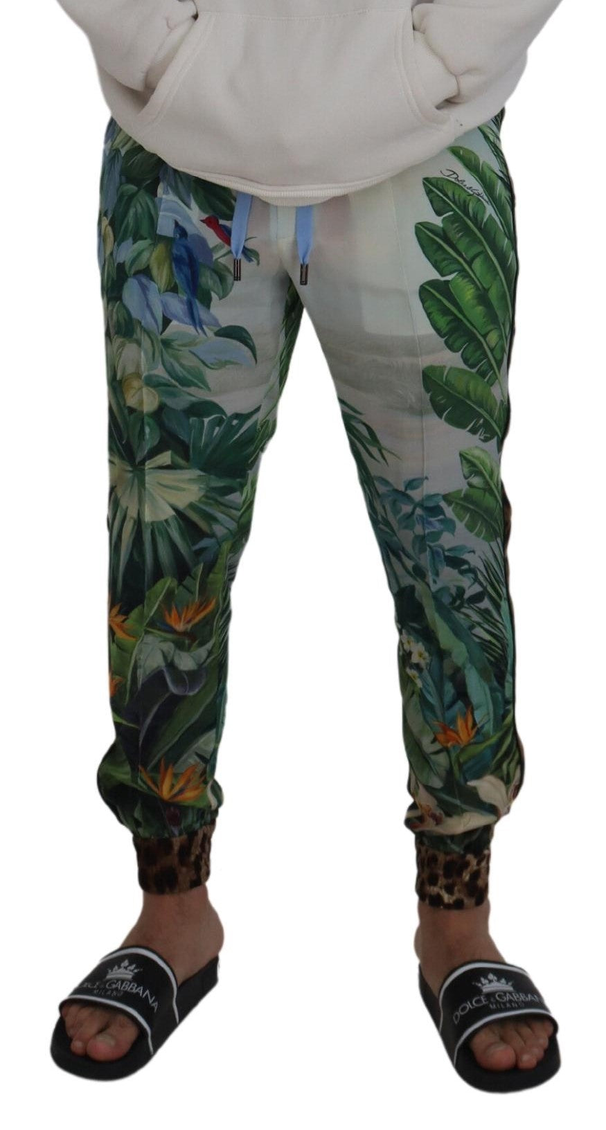 Dolce & Gabbana Weiße Jogginghose mit Blumenmuster für Männer