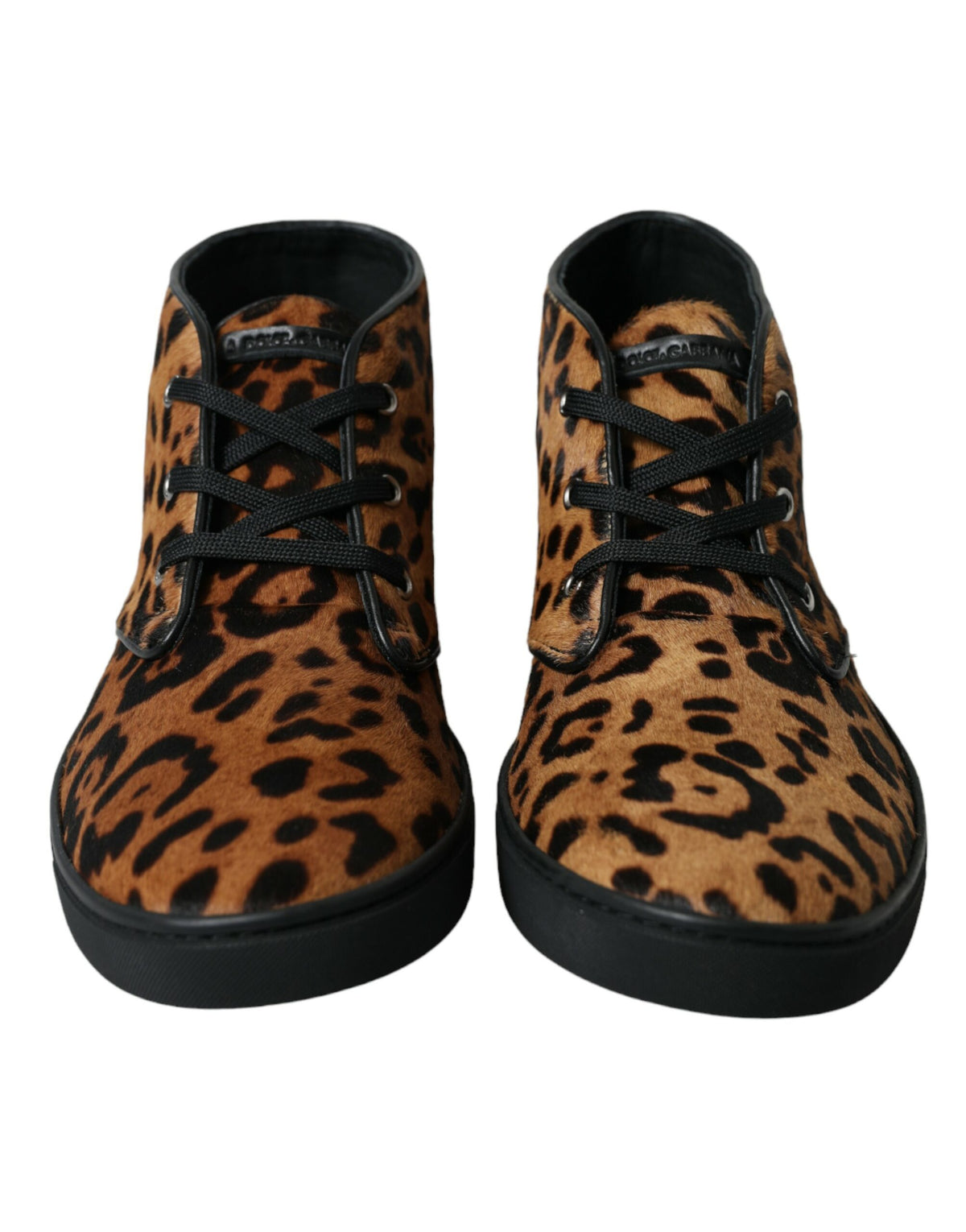 Dolce & Gabbana Braun Leopard Pony Haar Leder Turnschuhe Schuhe