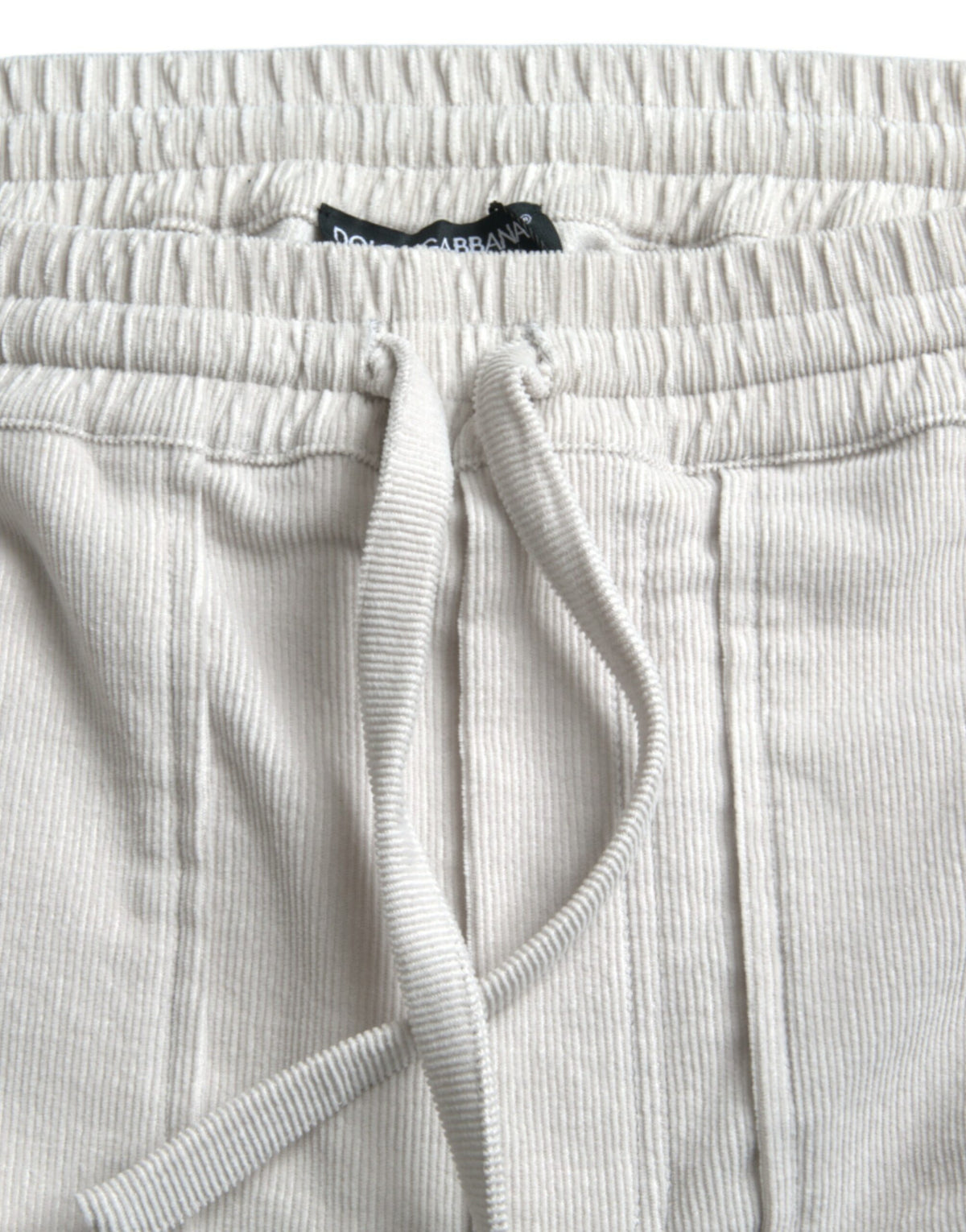 Dolce & Gabbana Beigefarbene Logo-Bermuda-Shorts aus Baumwollcord