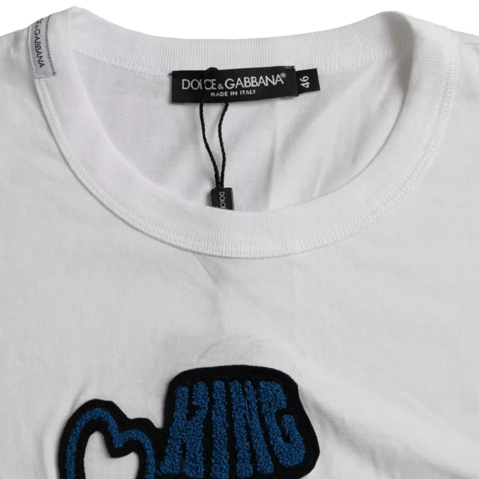 Dolce & Gabbana Weiß König der Liebe Rundhalsausschnitt Kurzarm-T-Shirt