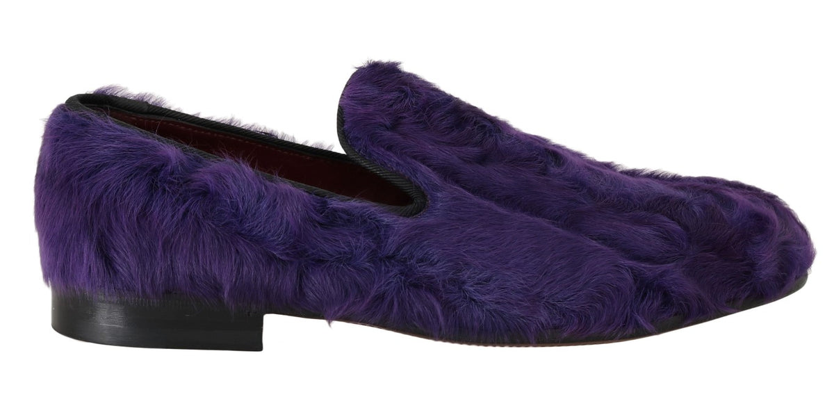 Dolce & Gabbana Lila Schafspelz Leder Loafers
