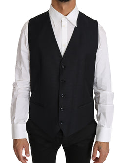 Dolce & Gabbana Graue Woll-Seidenweste Weste