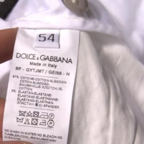Dolce & Gabbana Weiße Chinos Baumwolle Stretch Casual Shorts