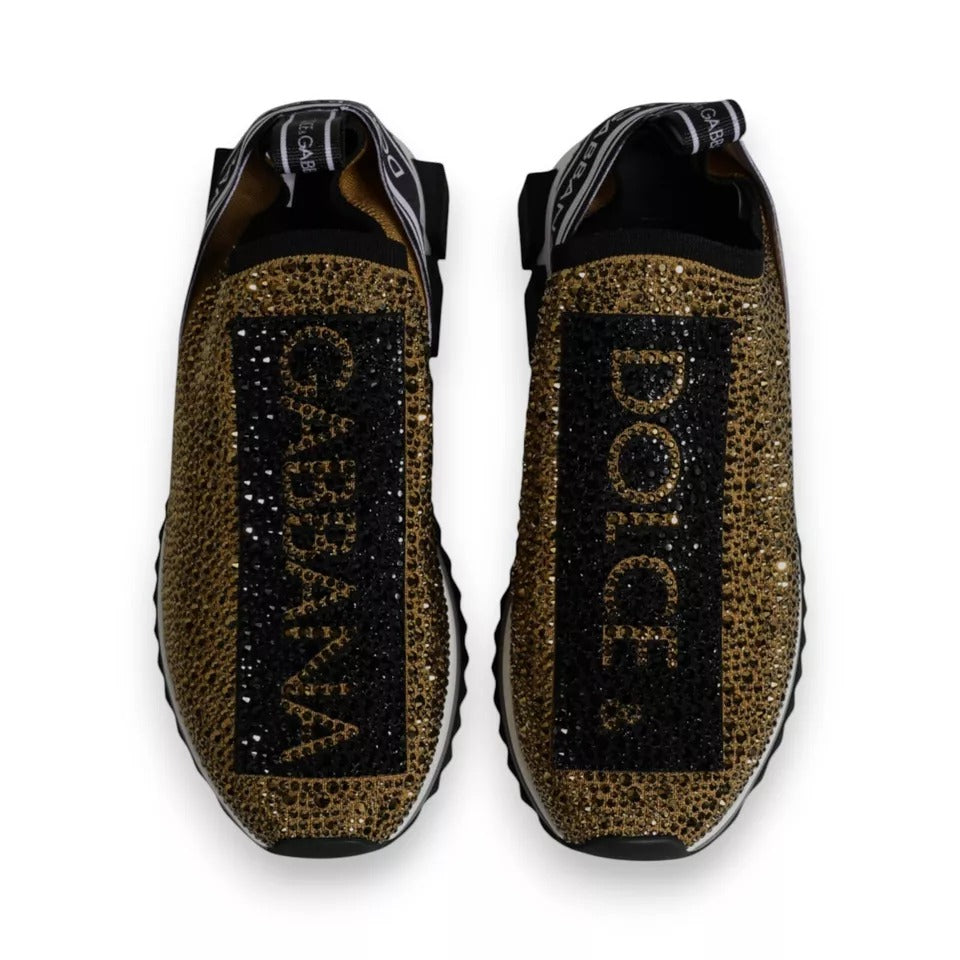 Dolce & Gabbana Gold Strass Sorrento Turnschuhe Schuhe