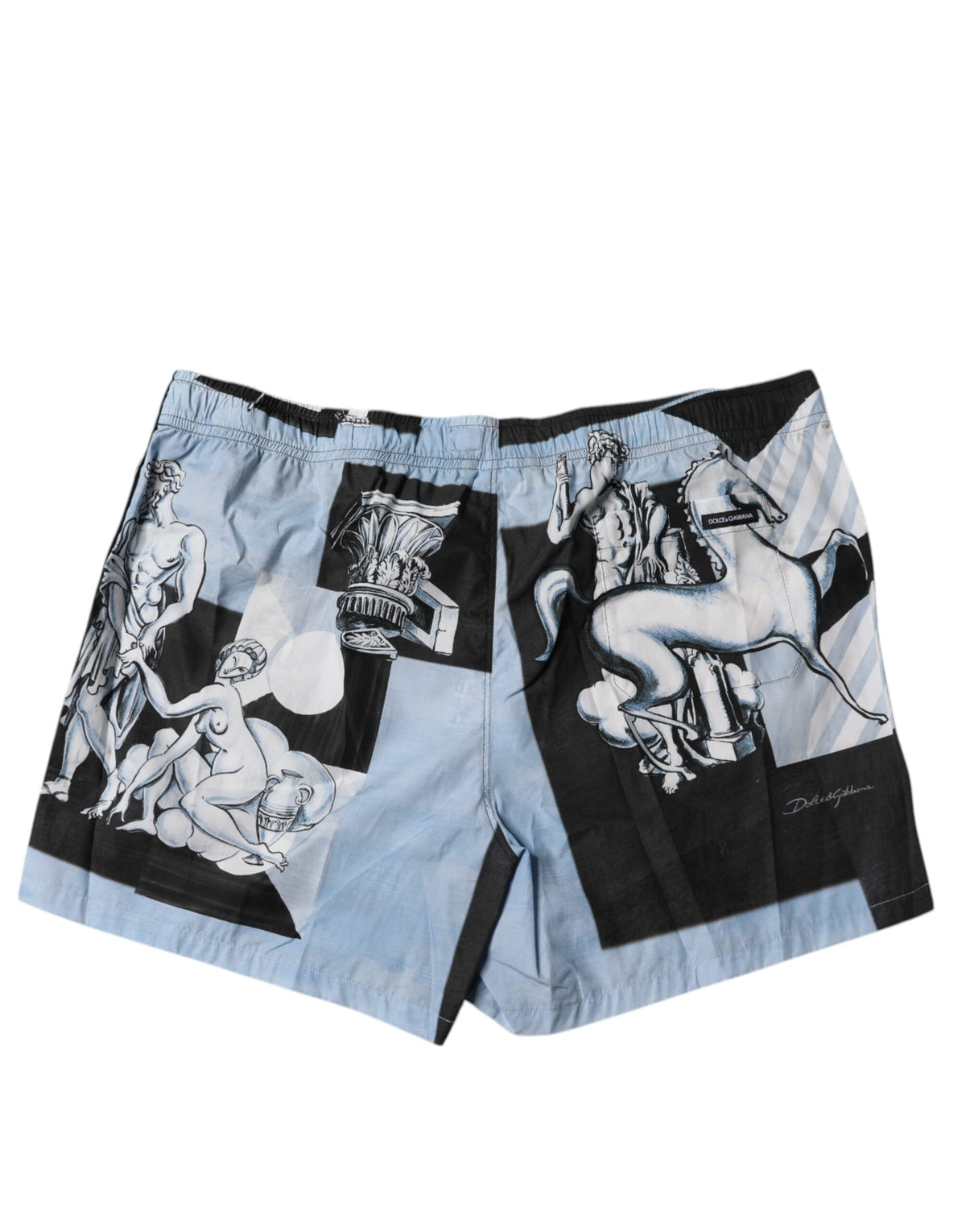 Dolce & Gabbana Blaue Statue Print Baumwolle Herren Shorts