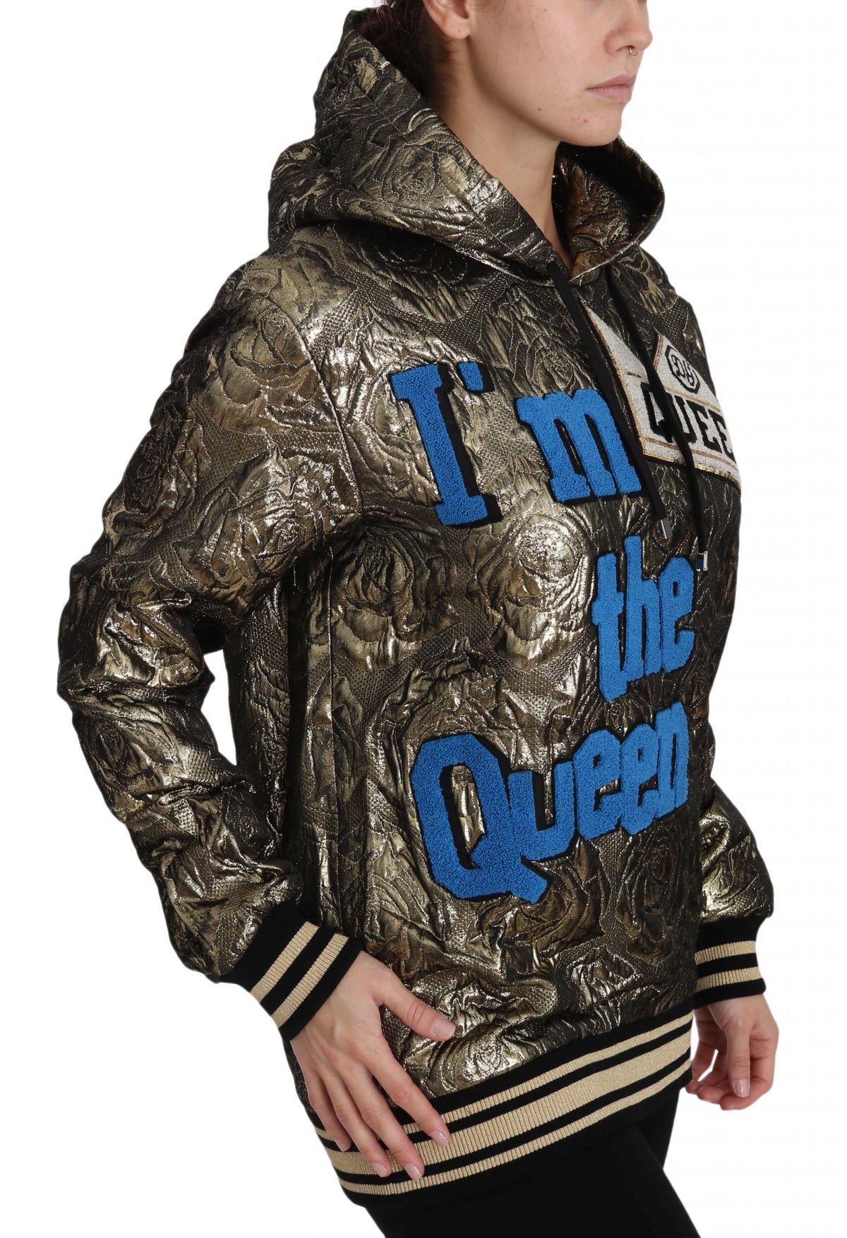 Dolce & Gabbana Im The Queen Jaquard Gold Sweatshirt Hoodie