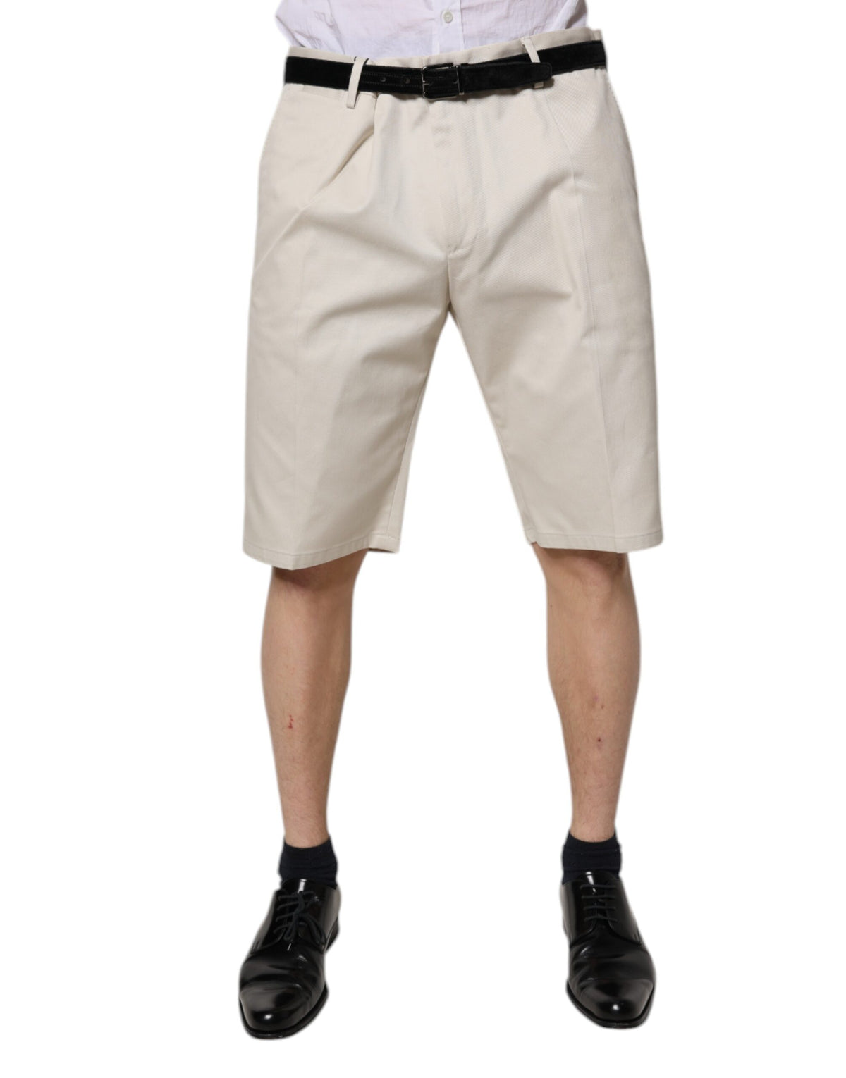 Dolce & Gabbana Beigefarbene Bermuda-Shorts aus Baumwolle mit mittlerer Taille