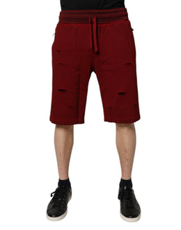 Dolce & Gabbana Bordeaux Baumwolle Bermuda Männer Sweatshorts Shorts