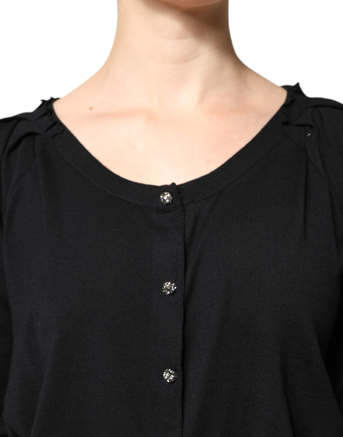 Dolce & Gabbana Schwarzes Button Down Kurzarm-Blusen-Top