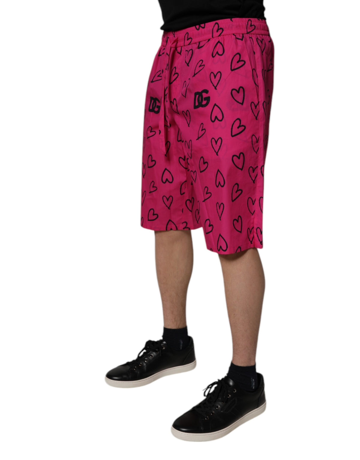 Dolce & Gabbana Rosa Bermuda-Shorts mit Herz-Print aus Baumwolle