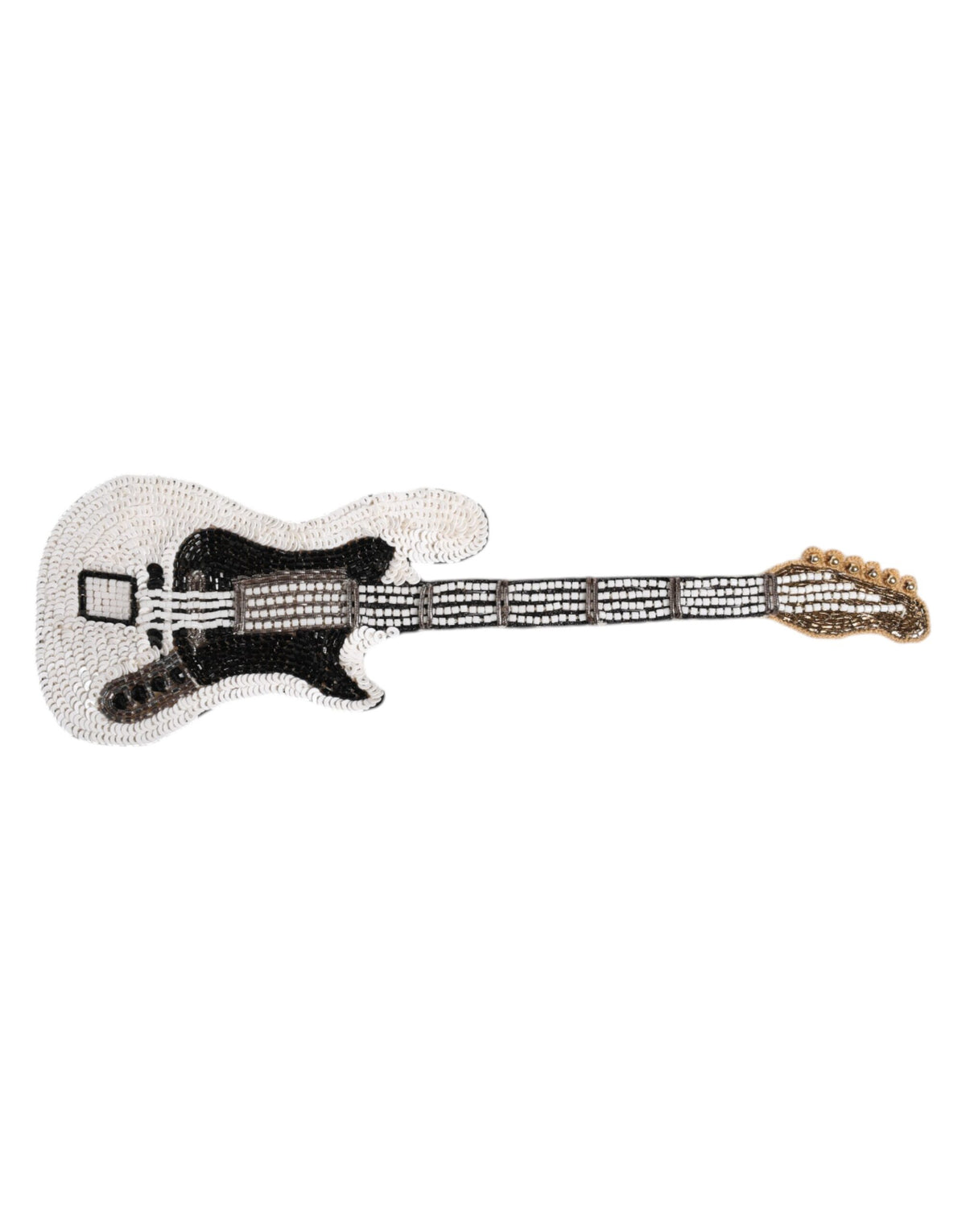 Dolce & Gabbana Gold Messing Logo Perlen Gitarre Pin Brosche