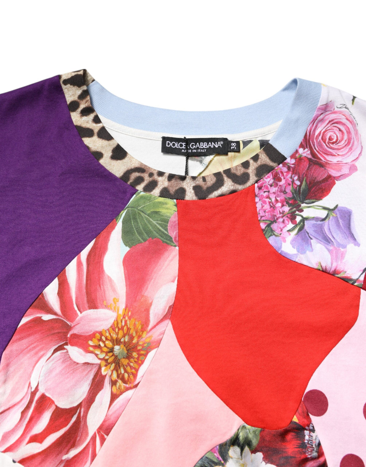 Dolce & Gabbana Multicolor Patchwork Kurzarmbluse Top