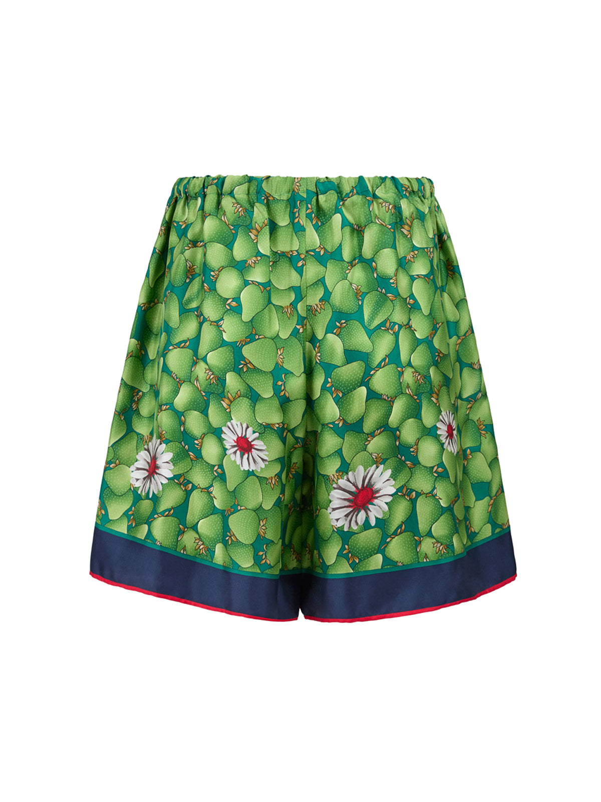 Gucci Grüne Seidenshorts mit Blumenmuster