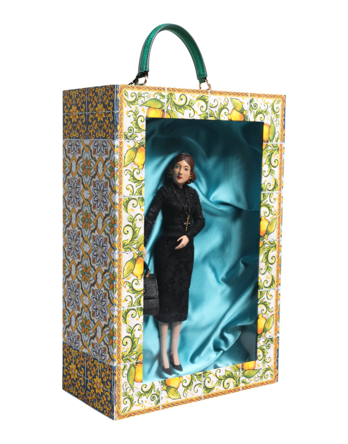 Dolce & Gabbana Schwarzes Kleid MARIA Porzellan Fashion Show Leder Sizilien Puppen