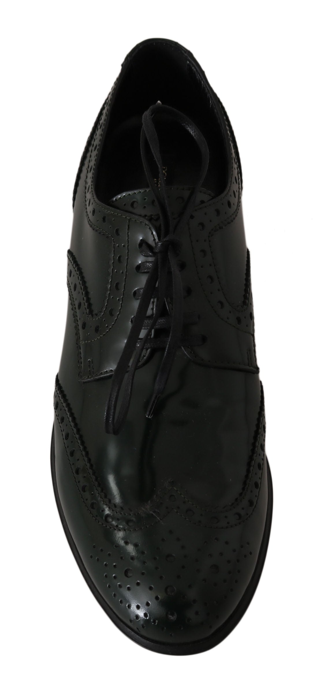 Dolce & Gabbana Grüne Leder Broque Oxford Wingtip Schuhe